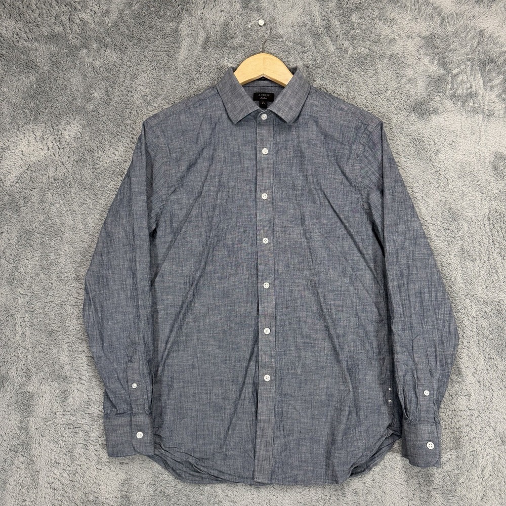 J Crew Ludlow Dress Shirt Mens 16/34 Slim Fit Blue Chambray Cotton Stretch‎
